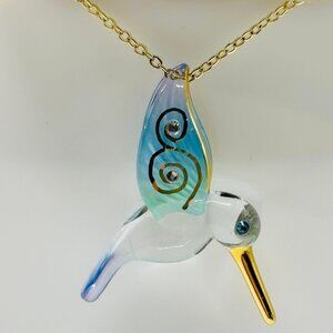 Hummingbird Necklace Glass Bird Pendant Nature Jewelry